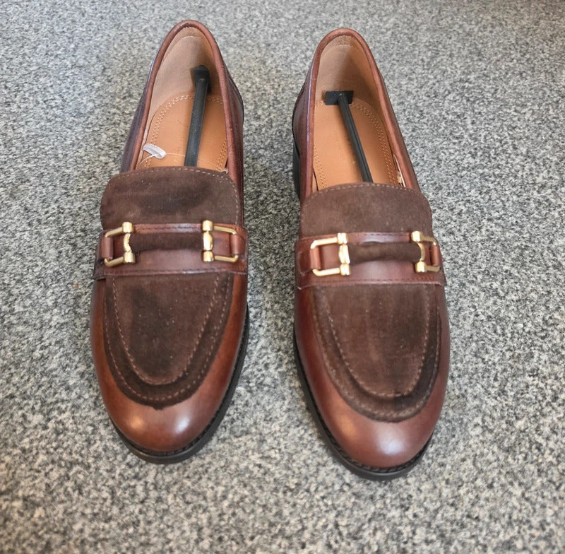 Next Brown Leather & Suede Horsebit Loafers Shoes UK 6 – New in Box