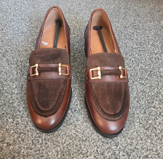 Next Brown Leather & Suede Horsebit Loafers Shoes UK 6 – New in Box