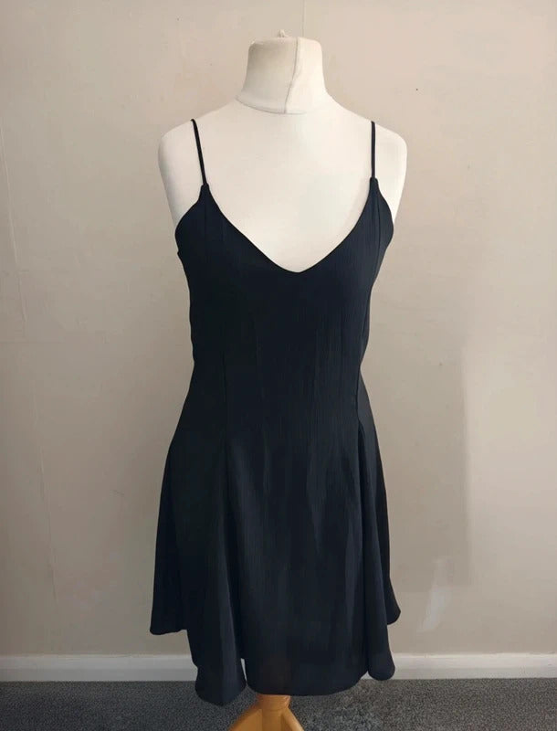 Mtwtfss Weekday Bess Dress Black Sleeveless Cami Slip Mini Dress Small Size 8-10