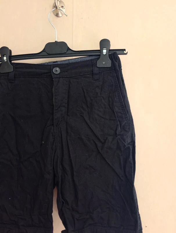 H&M Boys Black Cotton Knee Length Chino Shorts Elasticated Waist Age 11-12 Years