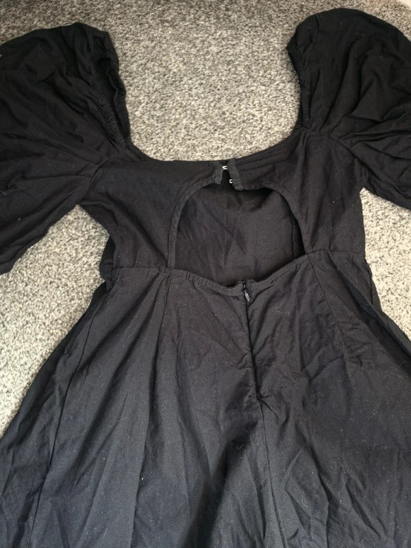 Collusion Black Off-The-Shoulder Puff Sleeve Playsuit Size 12