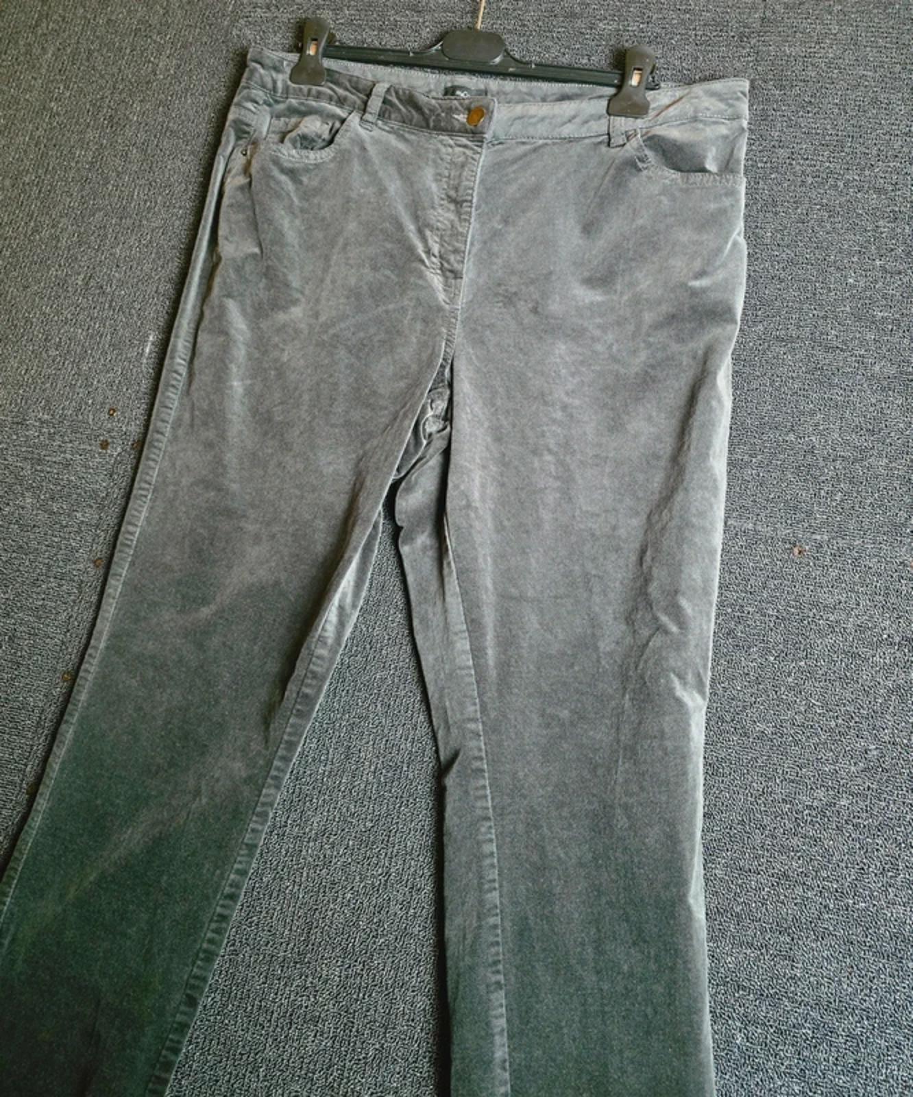 M&Co Dark Grey Velvet Feel Trousers Size 18R High Waist Slim Leg