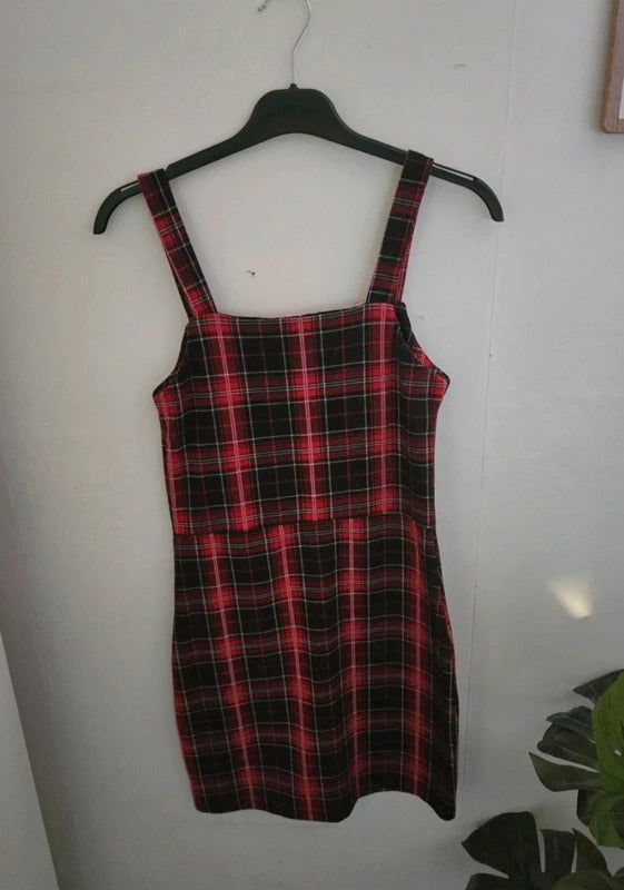 New Look Girls Red & Black Check Pinafore Dress 12-13years