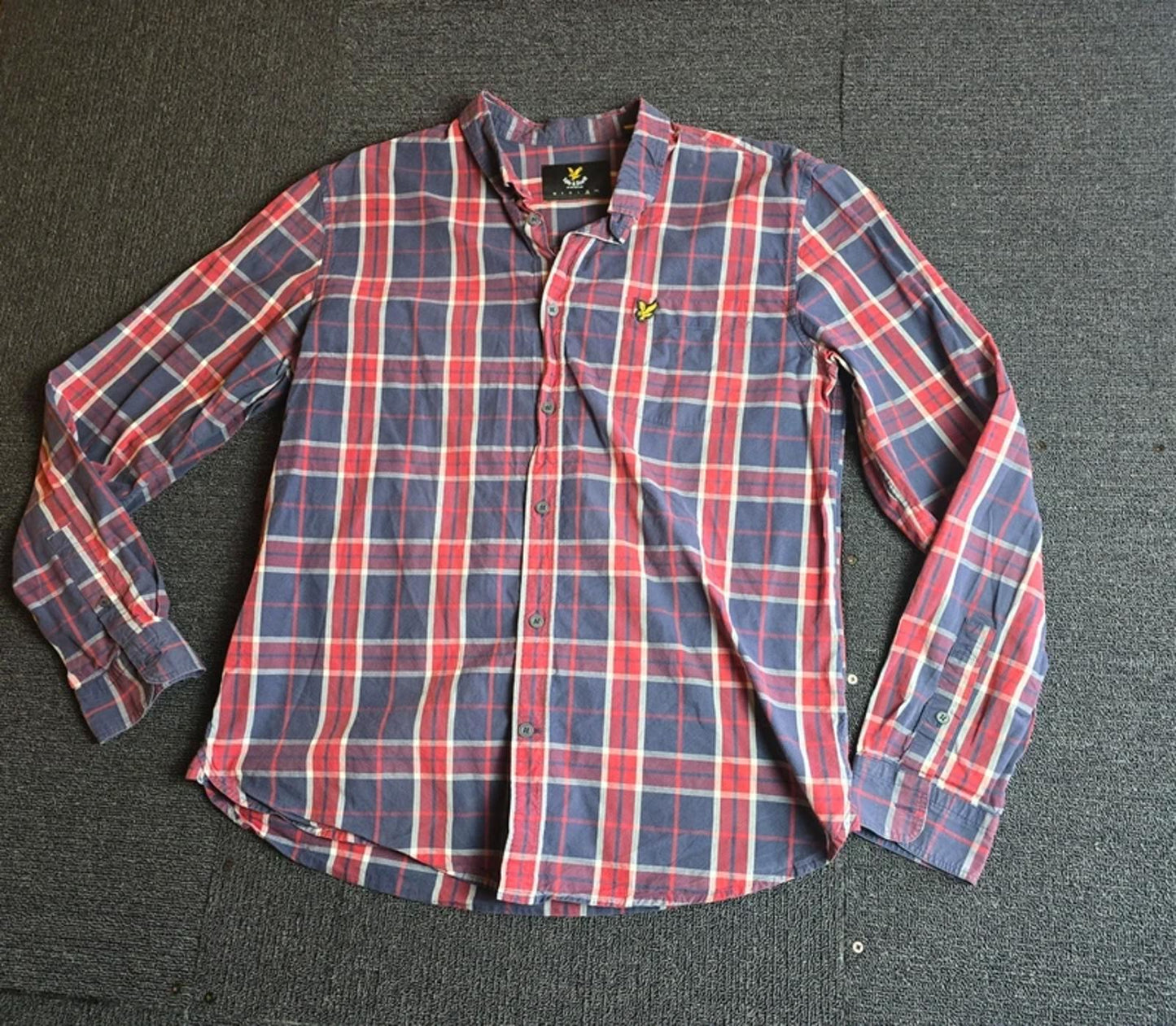 Lyle & Scott Men’s Checked Shirt Navy/Red/White Size XL Button-Down Casual Smart