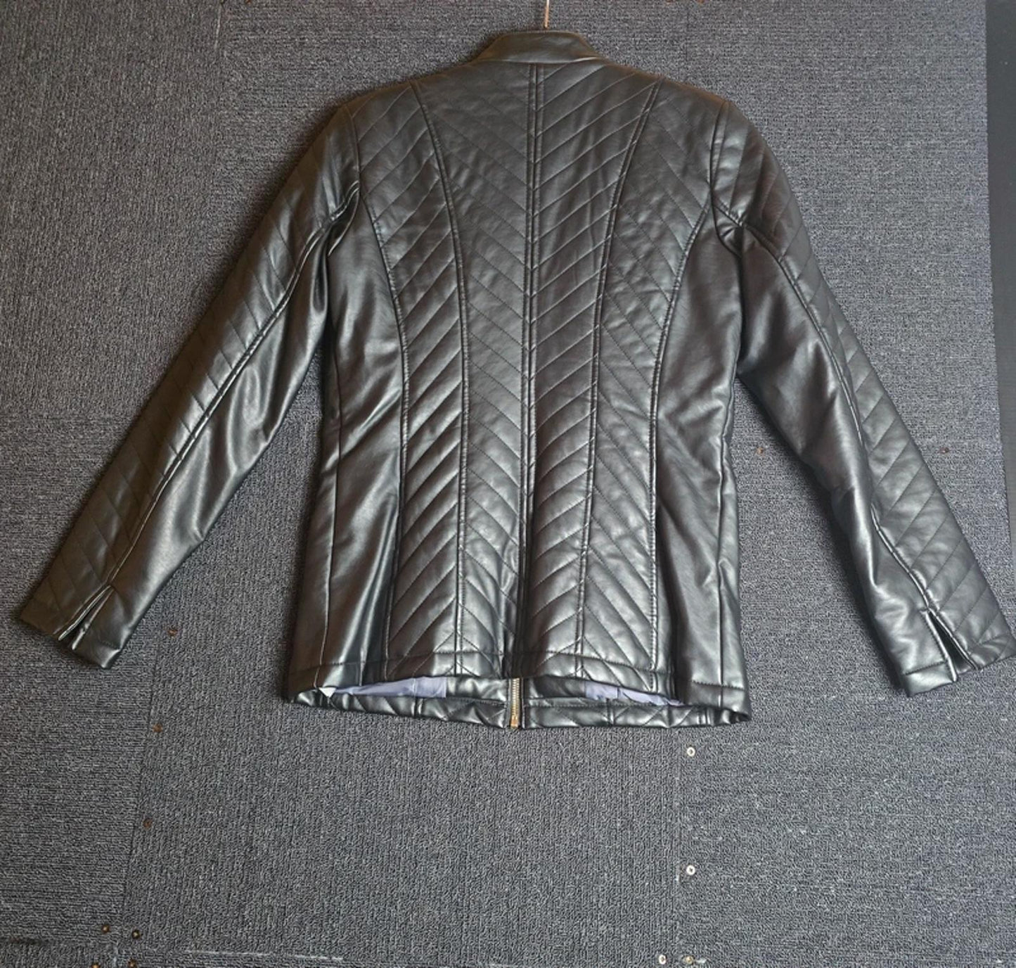 Dennis Brasso Faux Leather Quilted Jacket Black Size XS Size 8–10