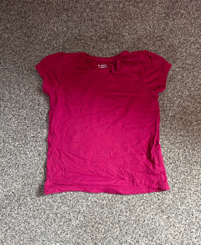 Young Dimensions Girls Magenta Plum Purple Short Sleeve Puff Sleeve T-Shirt Age 4-5 Years
