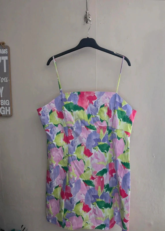 Primark Patterned Sleeveless A-Line Adjustable Strap Mini Sun Dress Size 20