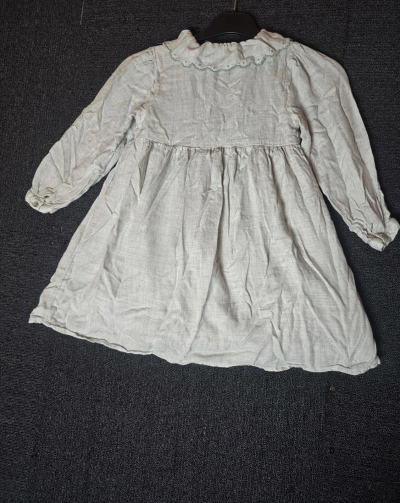 Primark light sage green frilly collared long sleeved dress girls 6-7years