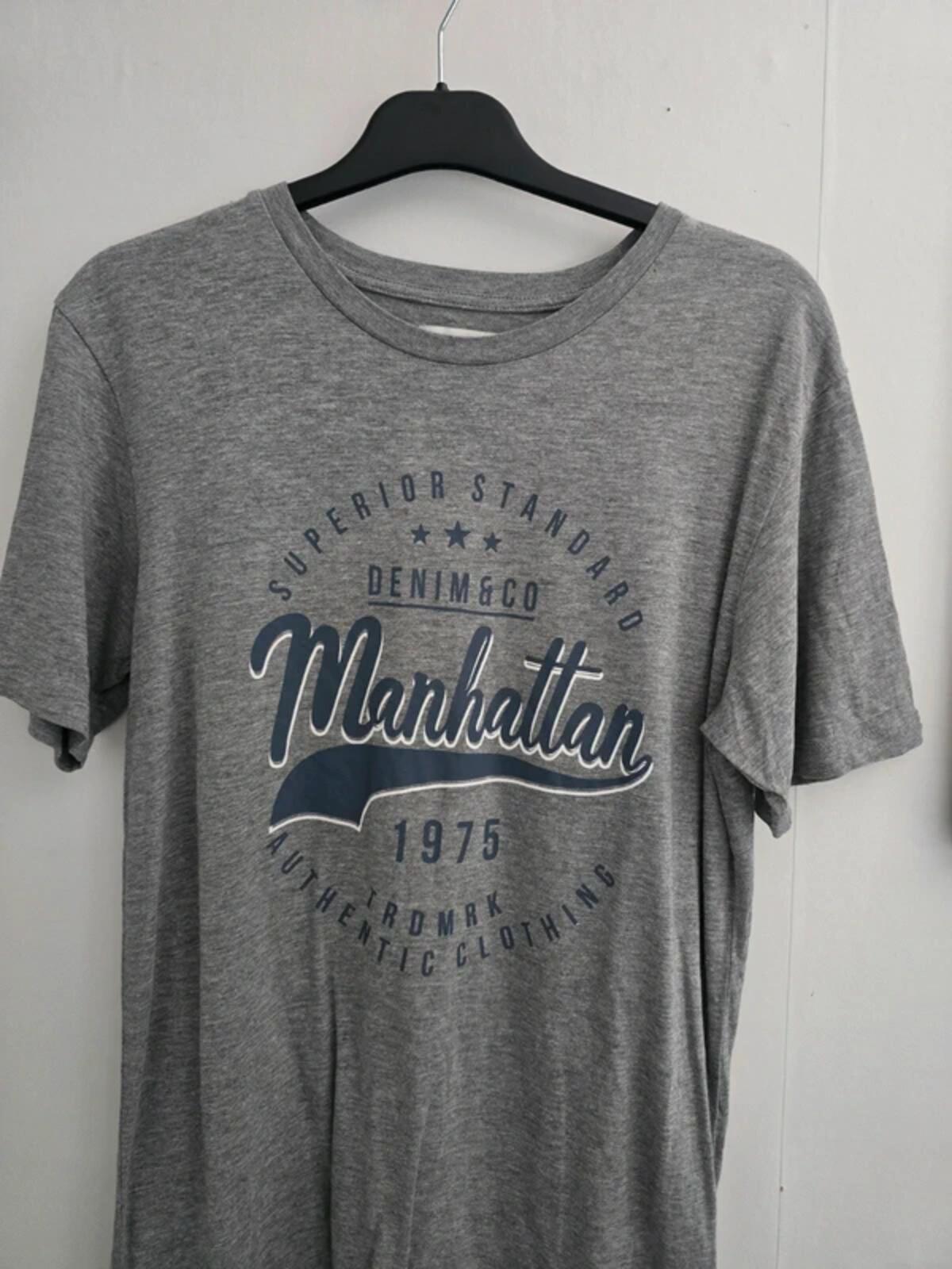 Stock & Hank Men's Grey Manhattan Graphic Crew Neck T-Shirt Size Medium