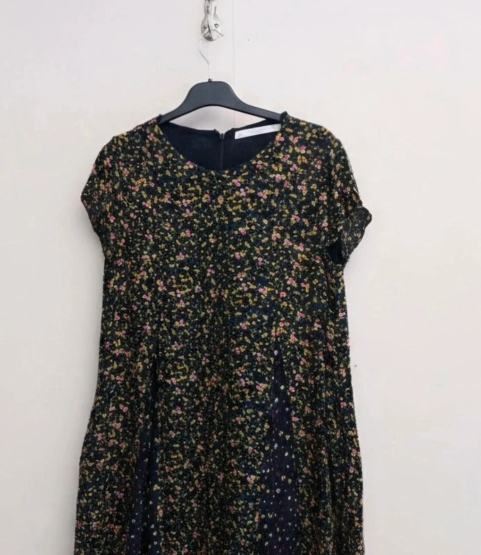 Zara Black Multicoloured Floral Wide Flared Leg Playsuit Large Size 12