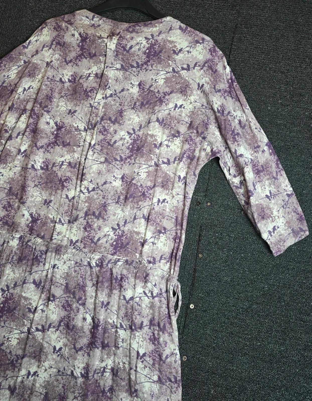 Laura Ashley Dress Purple Abstract Size 14 Tie Waist Casual