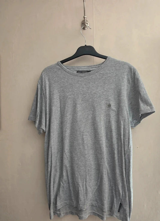 Men's French Connection Grey Short Sleeve Logo Crew Neck T-Shirt Size XL