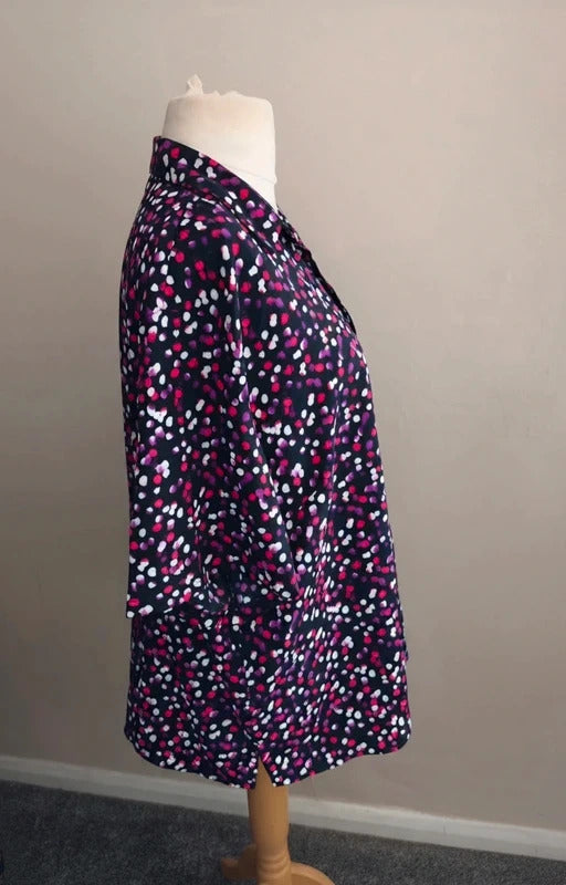 Simon Jersey Black Pink & Purple Polka Dot Short Sleeve Shirt Size 26