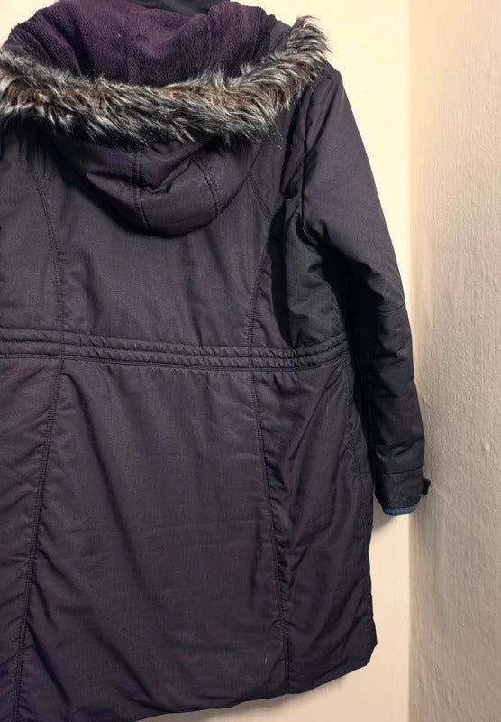 Next Black Faux Fur Hooded Padded Winter Coat – Size 16