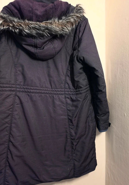 Next Black Faux Fur Hooded Padded Winter Coat – Size 16