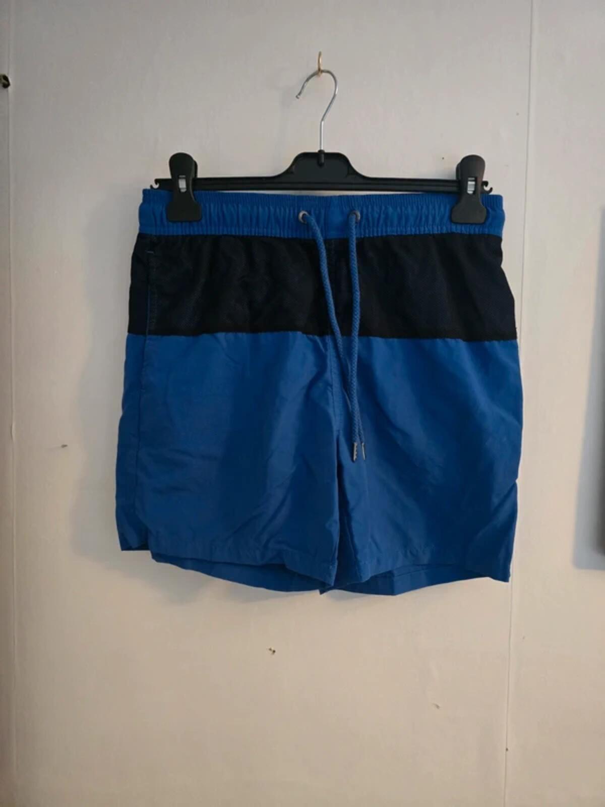 Dissident Mens Blue & Black Patterned Swim Trunks Size S