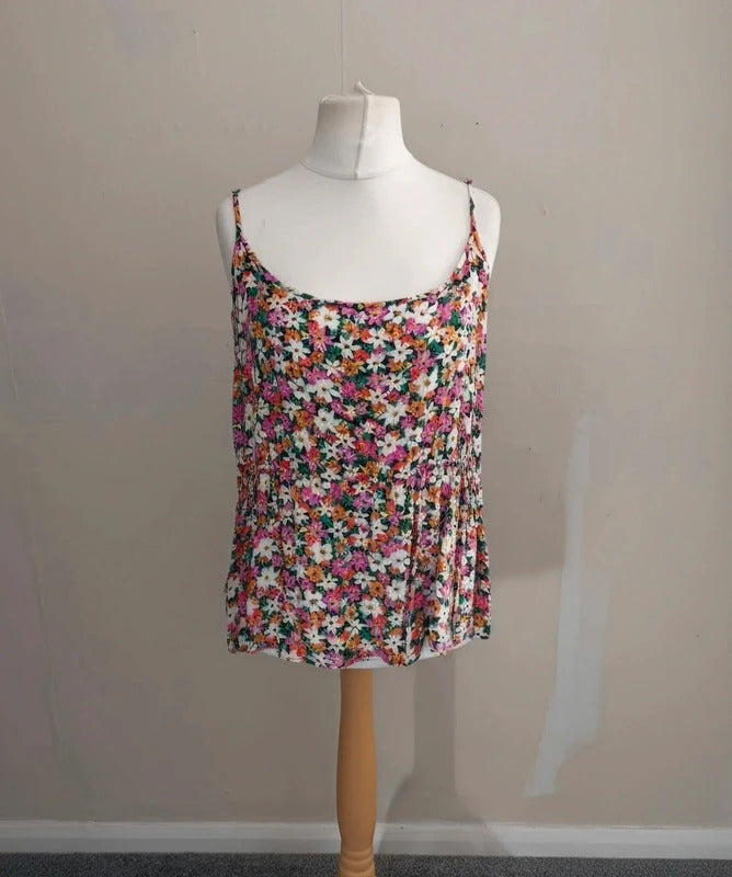 George Multicoloured Floral Drawstring Cami Top Size 22