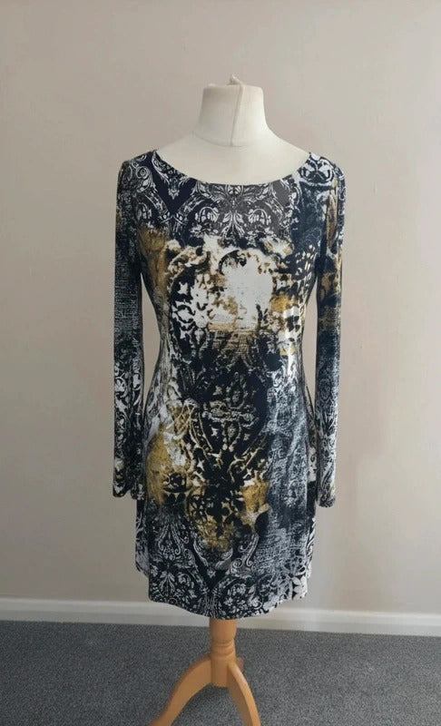 Nine West Multicoloured Baroque Patterned Bodycon Midi Dress  US 4 (Size 8-10)
