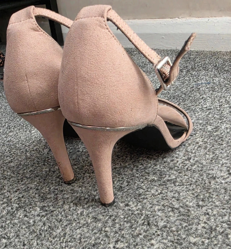 New Look Beige Faux Suede Wide Fit Open Toe Heeled Sandals 9cm Heel