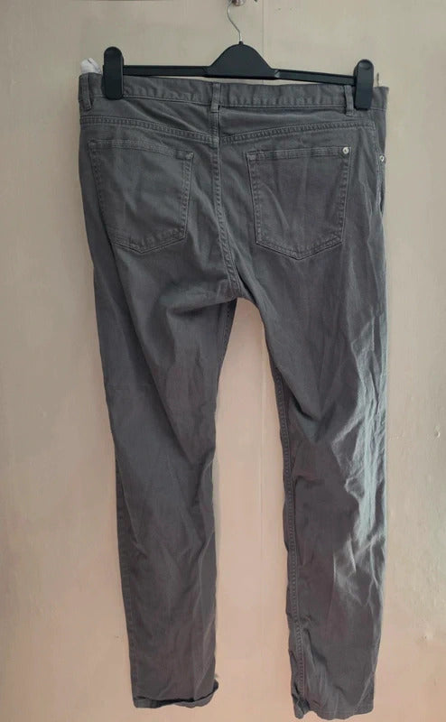 H&M Men's Grey Slim Fit Cotton Blend Button Fly Chinos W34