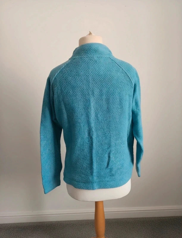 Weird Fish Teal Quarter Zip Textured Jumper M Size 10-12