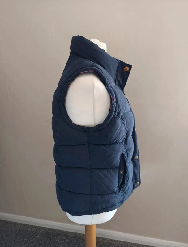 Joules Navy Padded Gilet with Floral Lining Size 14