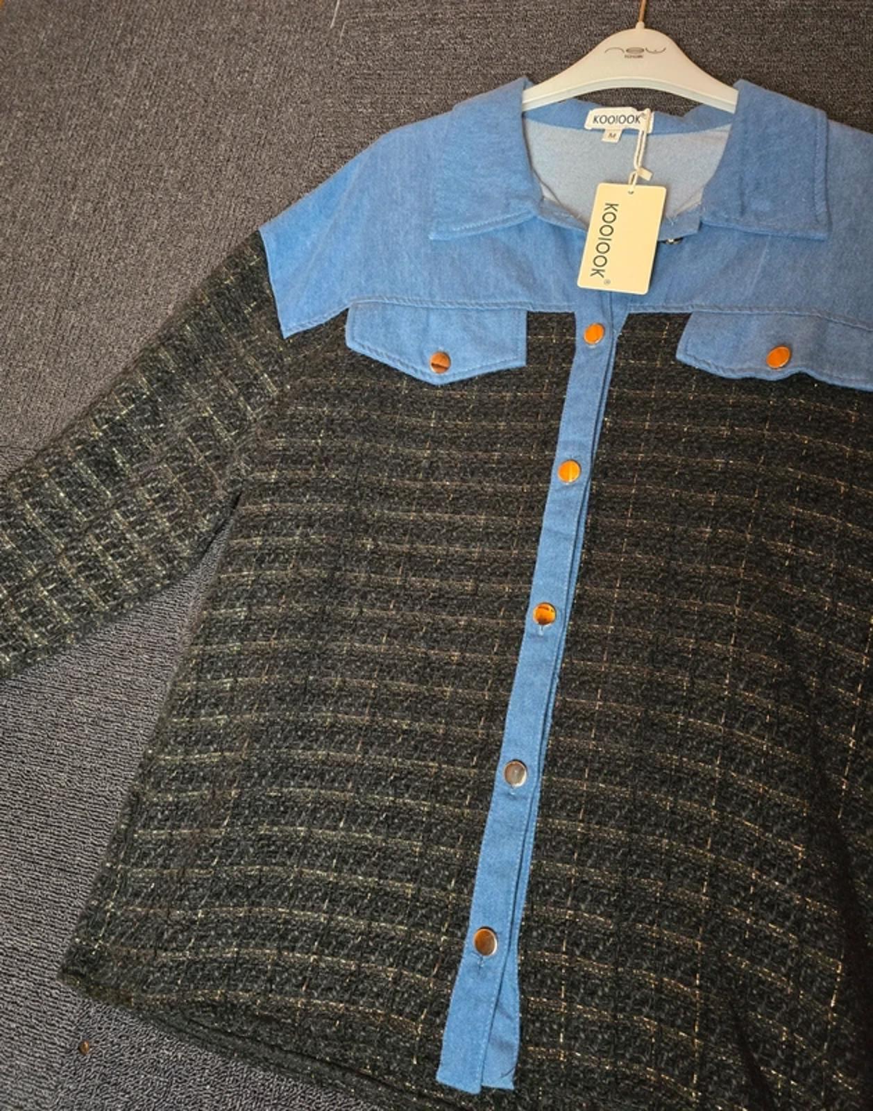 Koolook Shirt Blue & Black Med Size 12/14 Denim Everyday NWT