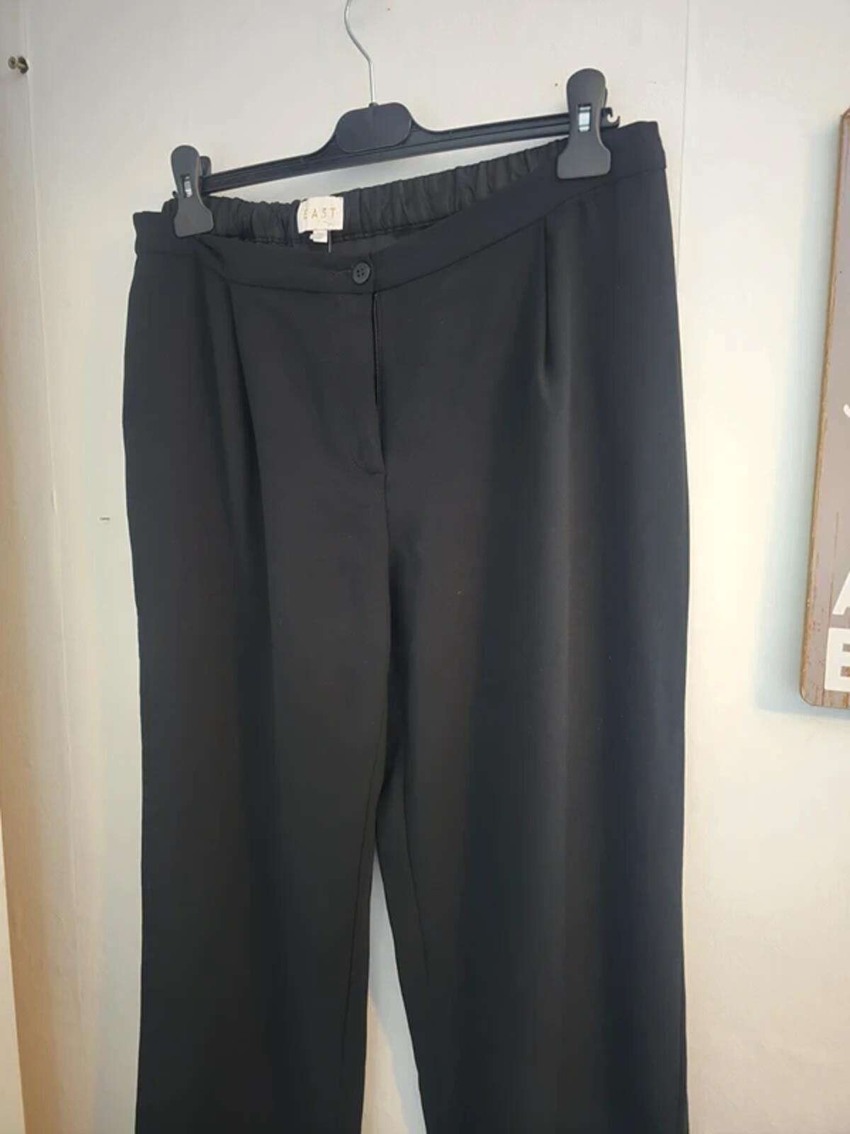 East Black High-Waisted Flared Work Trousers Size 14