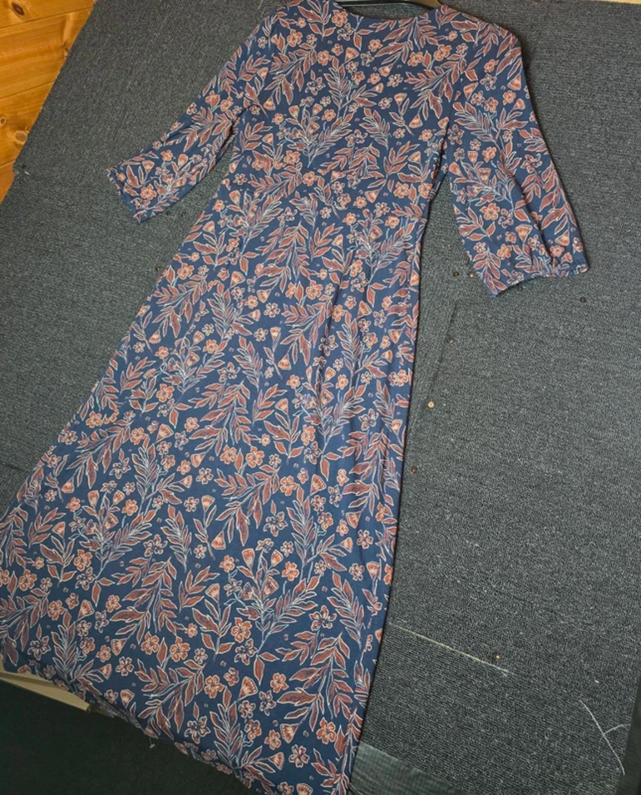 Seasalt Cornwall navy & brown floral midi dress NWT size 10