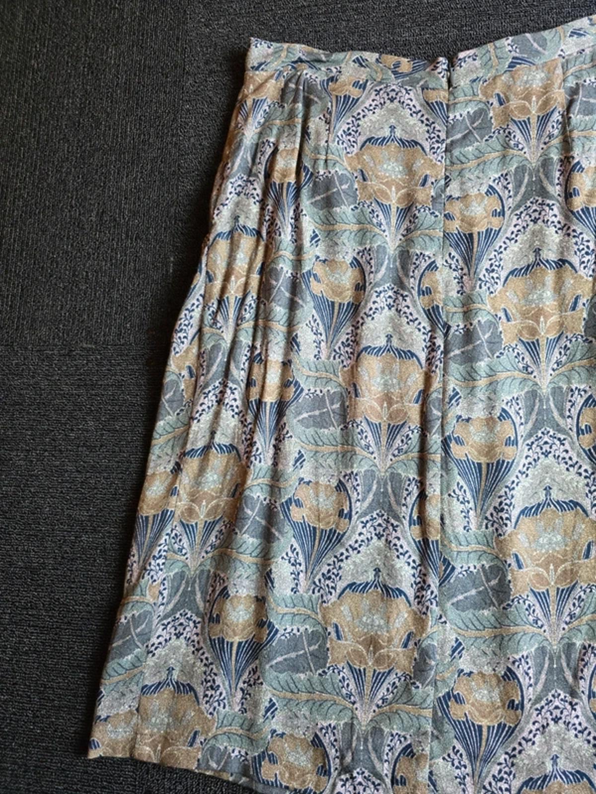 Laura Ashley Floral Skirt Green Grey Multicolour Size 12 Lined Pockets