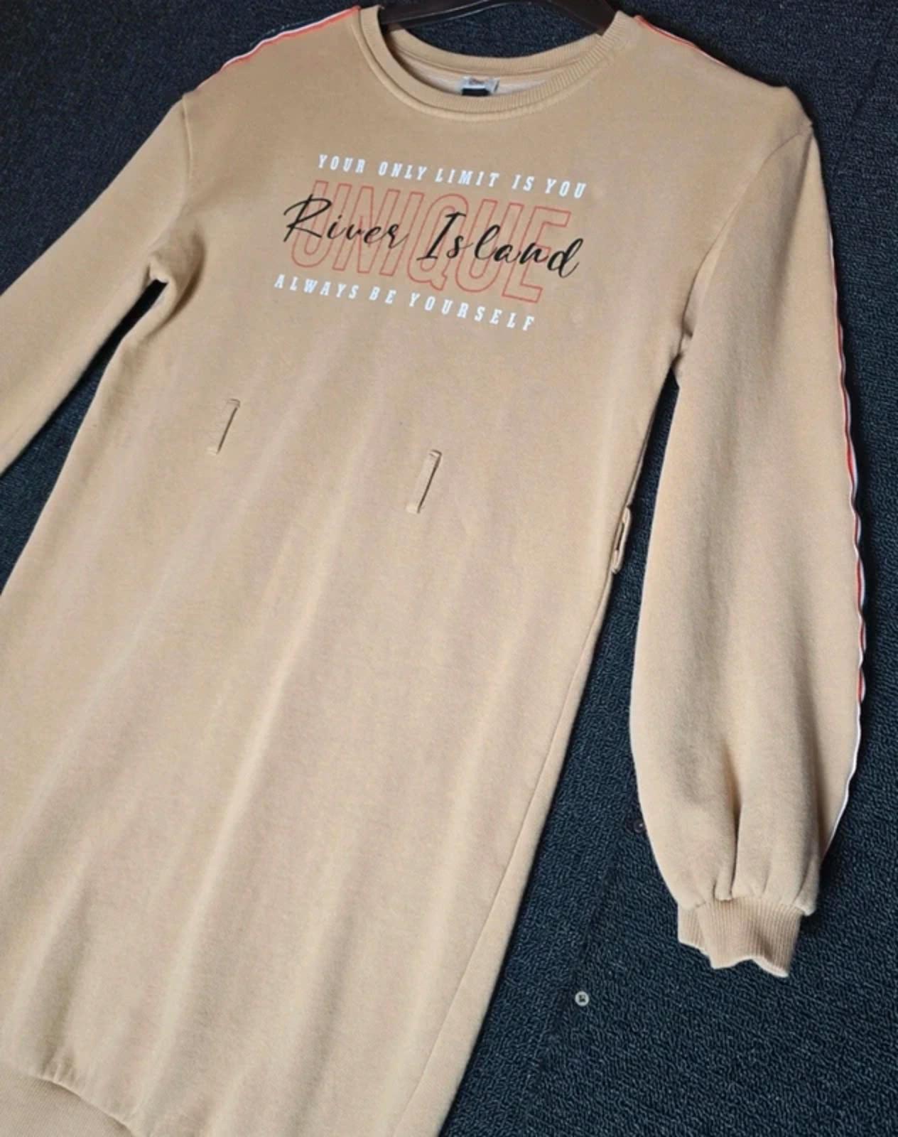 River Island beige long sleeved jumper dress 11-12years