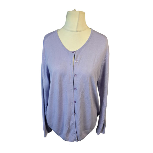 M&S Classics Lilac Button Cardigan – Size 16 – Long Sleeve Knit