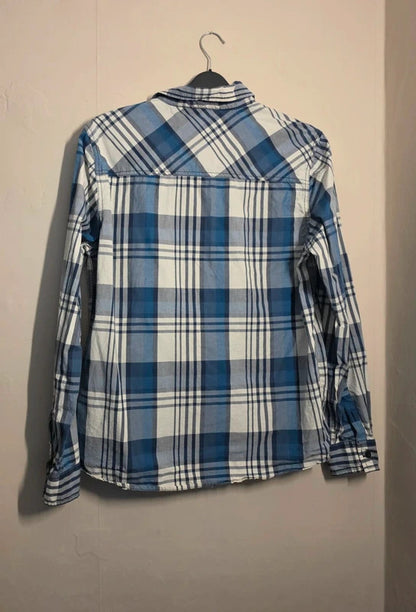Men's Weird Fish Blue & White Checked Long Sleeve Shirt Size M