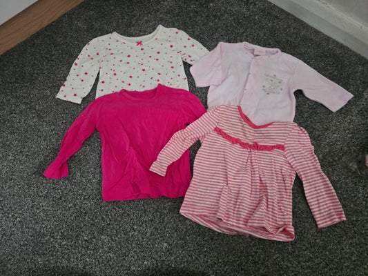 Bundle of Girls T-shirts & cardigan 3-6months