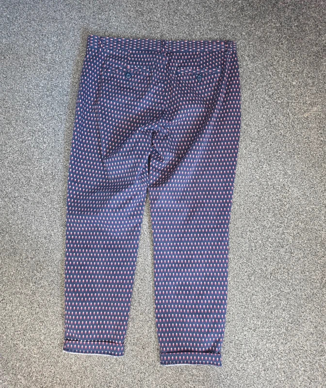 GAP Women's Navy Blue Pink Polka Dot Cropped Trousers Size 10 Regular