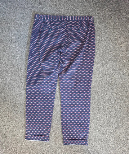 GAP Women's Navy Blue Pink Polka Dot Cropped Trousers Size 10 Regular