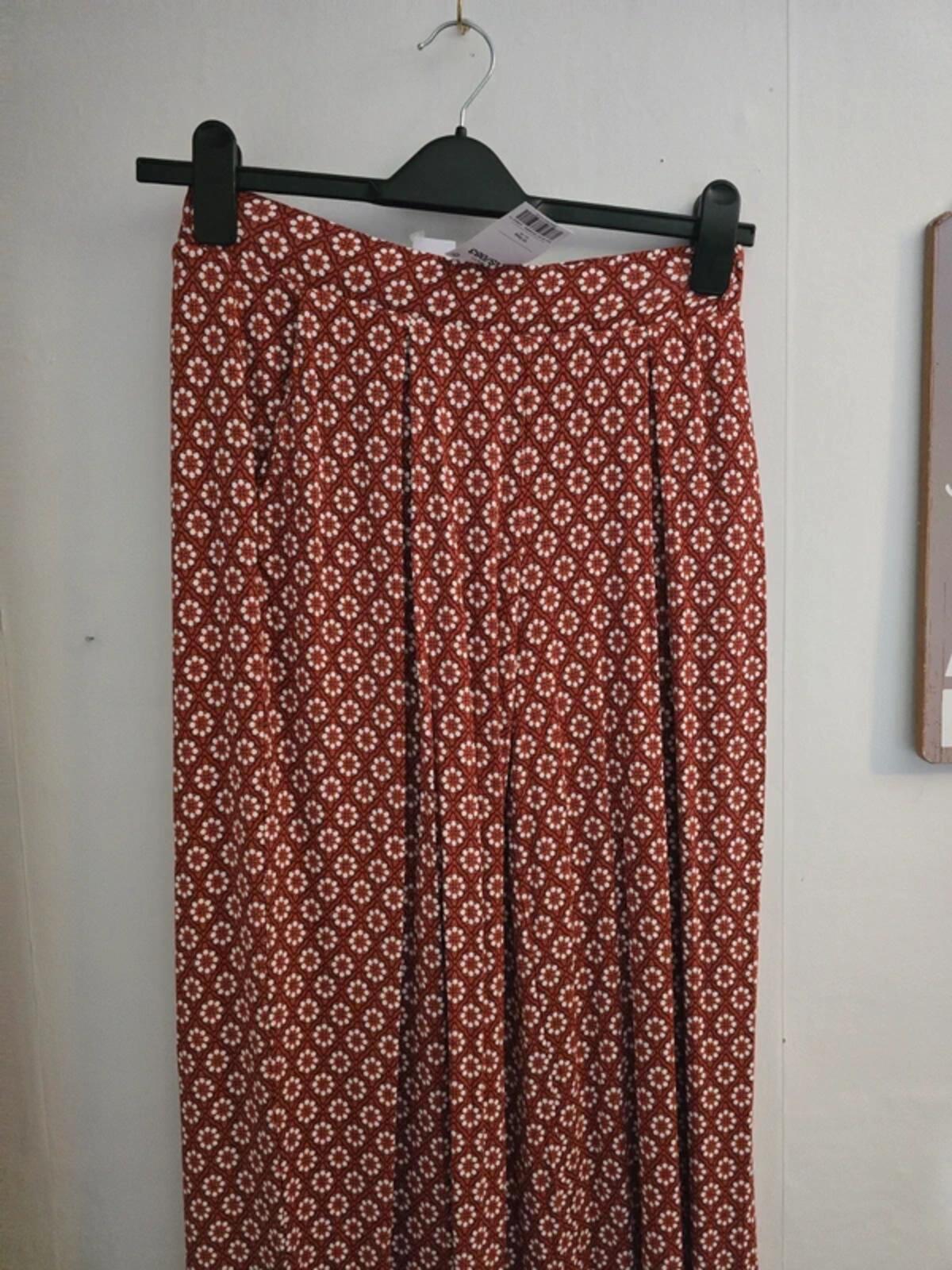 Next Orange & White Patterned Wide Leg Trousers Size 10 Regular NWT Lightweight