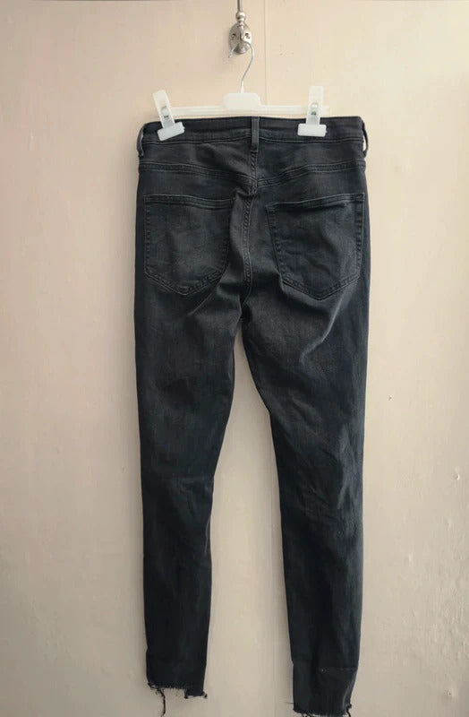 H&M &Denim Black Curvy Ultra High Waist Distressed Jeggings Size 8