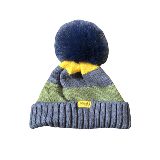 Tikaboo by Shires Navy, Green & Yellow Bobble Hat – Age 2–4 Years Boys