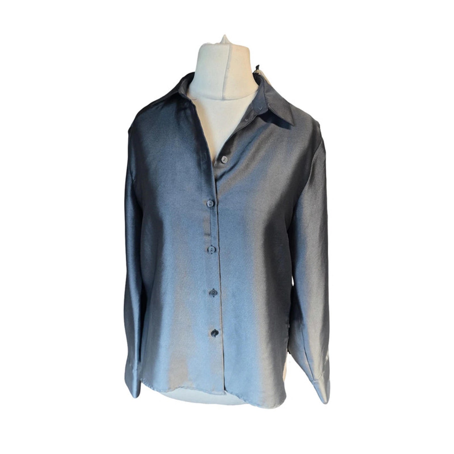 Primark The Edit Ombre Grey Satin Shirt Size 8 Oversized New Work