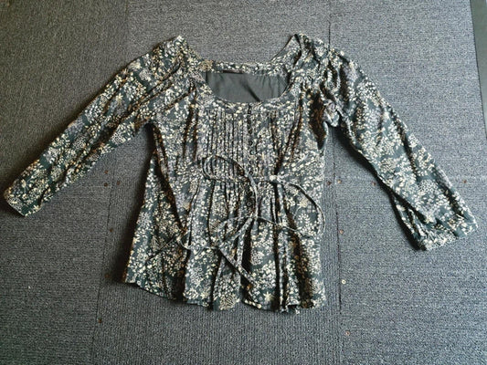 Principles Blouse Black & Brown Size 10/12 Floral Y2k Causal
