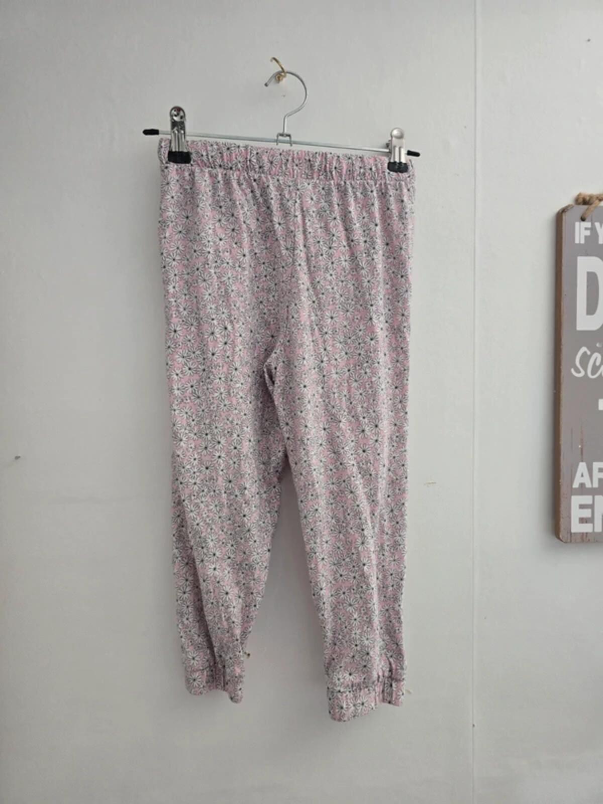 Nutmeg Girls Light Pink & White Floral Cotton Lightweight Trousers Age 4-5 Years