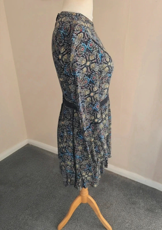 Brave Soul Women's Black Multicoloured Patterned  Knee-Length Dress Size 10-12