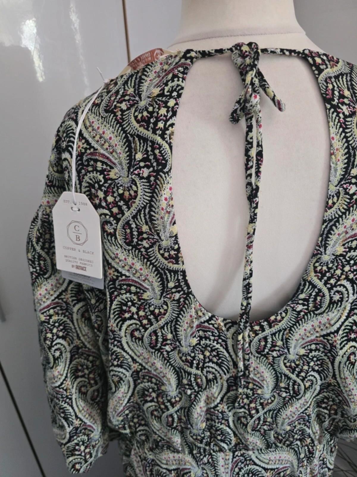 FatFace "Copper & Black" Green Multi Patterned Midi Dress Size 24