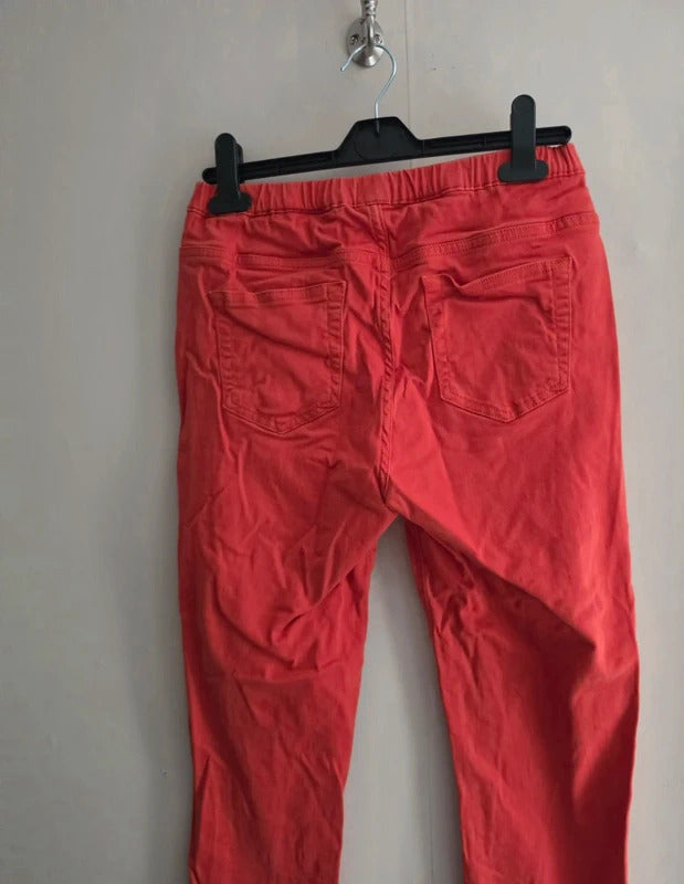 White Stuff Coral Orange Mid Rise Elasticated Skinny Jeggings Size 10 Regular