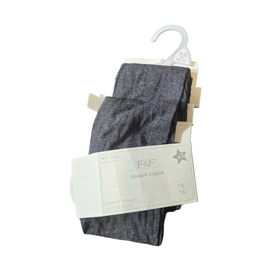 F&F Grey Opaque Tights  Ladder-Resist  Girls 11–12 Years 40 Den 2 Pack
