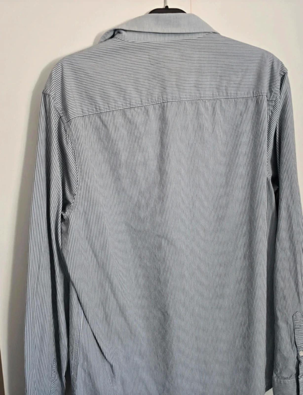 Men's penguin Heritage slim fit long sleeved striped blue shirt size Med