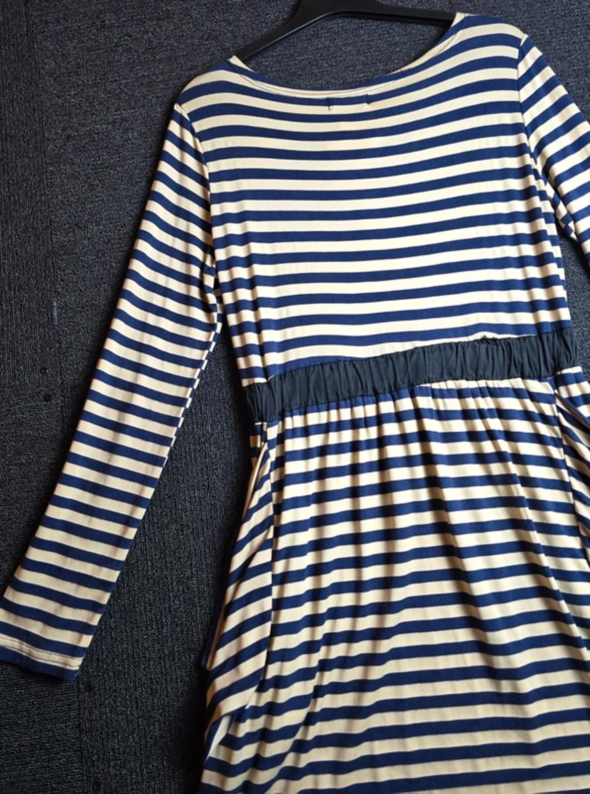 Navy & Cream Dress Size 12 Causal Striped Max C
