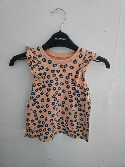 Next Girls Orange Animal Print Frill Top 2-3 Years