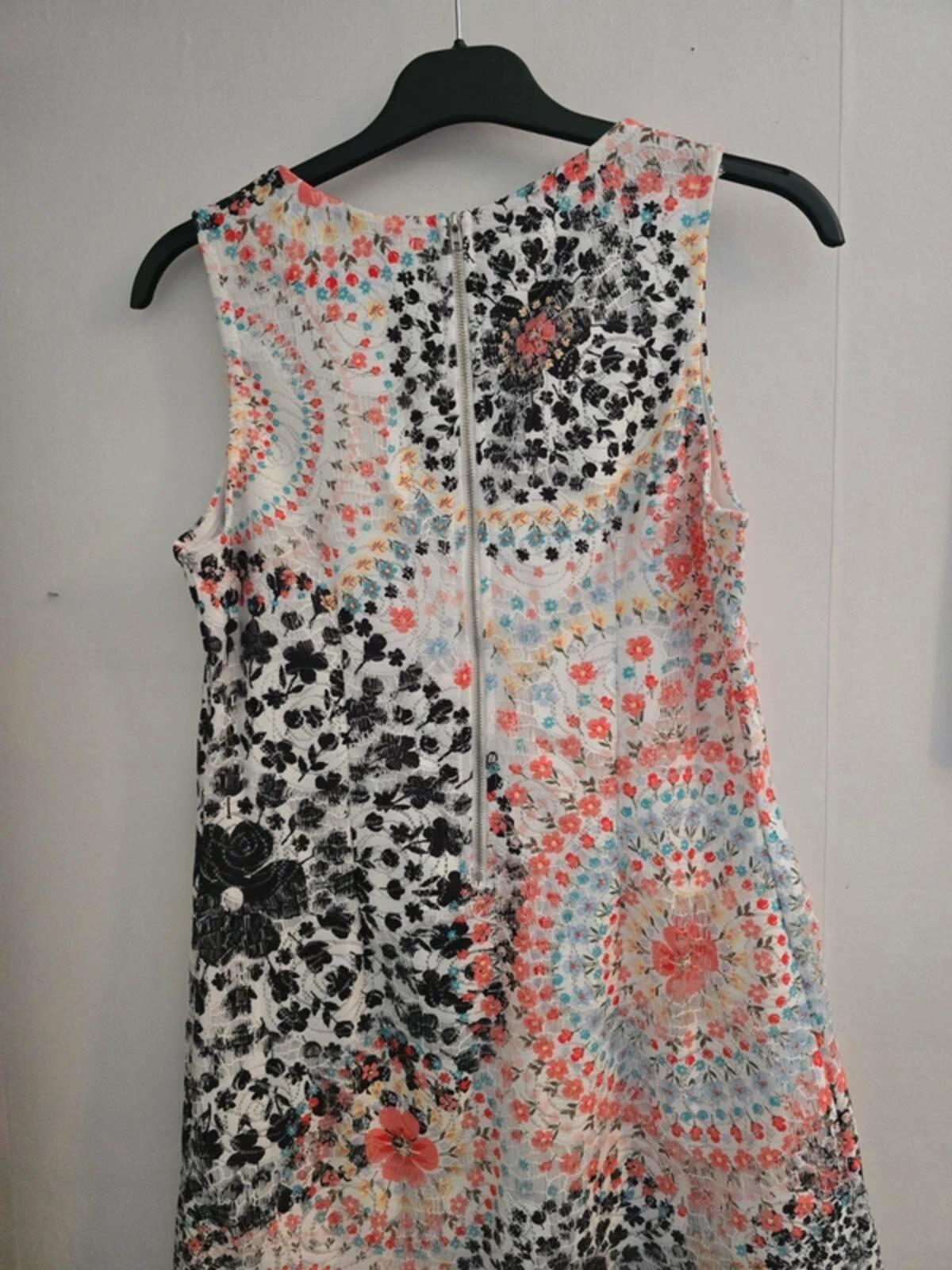 Apricot White Multicoloured Netted Dress Size 8 Lined Mini Knee Length